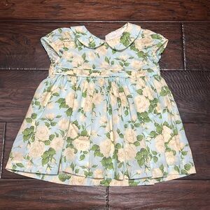 3-6 month Trotters Carline Rose Dress Pale Blue Rose. NWT.